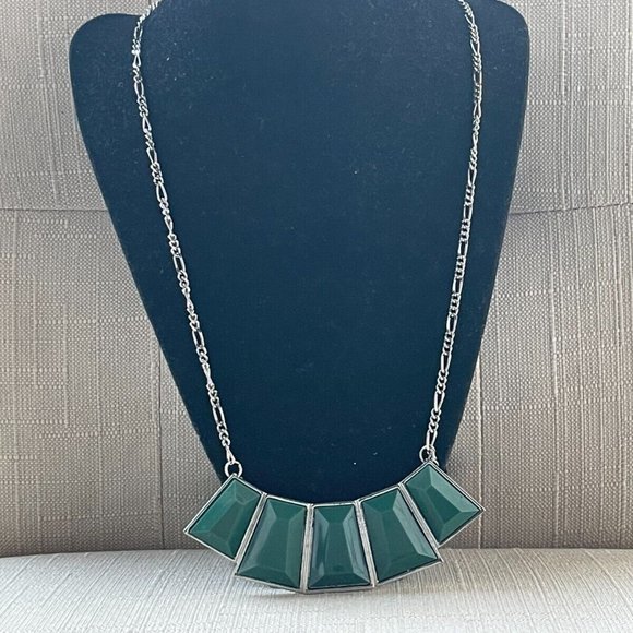 Necklace Women Fashion Jewelry Green Faux Stone Pendant Statement Neckalce - Picture 4 of 11